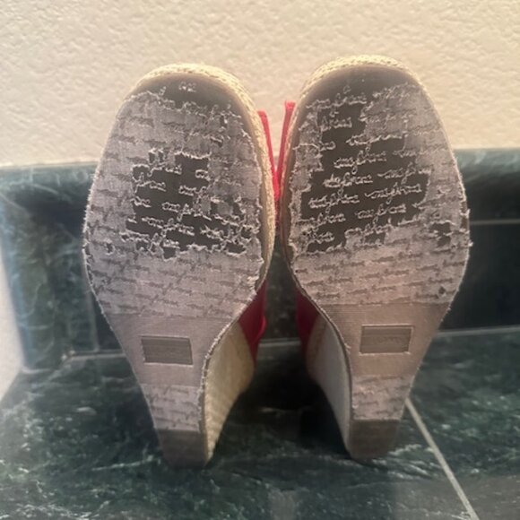 Toms Women's Wedges Red Calypso Canvas Espadrille Slip On Peep Toe-SIZE 9.5 - Picture 9 of 13